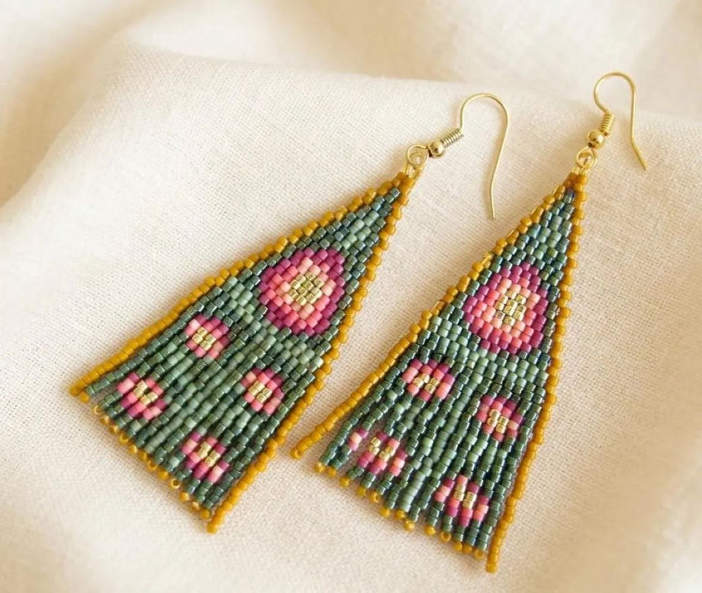 Pendientes artesanales de cuentas Miyuki – Jardín Bohemio