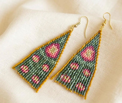 Pendientes artesanales de cuentas Miyuki – Jardín Bohemio
