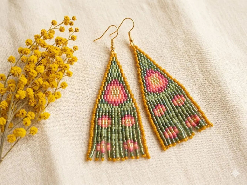 Pendientes artesanales de cuentas Miyuki – Jardín Bohemio